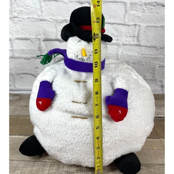 Christmas Holiday 3D Frosty Snowman Plush Pillow Snow Winter White Black Hat VTG - Picture 11 of 14